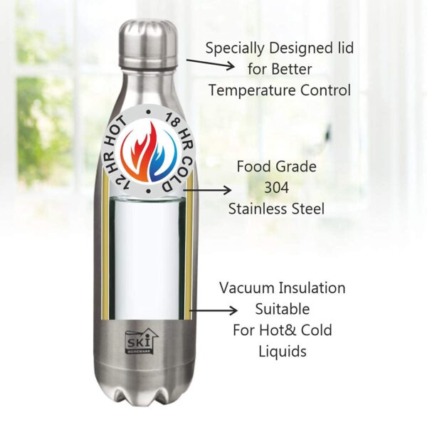 Mannat Stainless Steel Vacuum Insulated Water Bottle 1000ml - Image 3