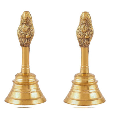 Mannat Pooja Bell for Home Temple Ghanti, Brass Small Pack of 2